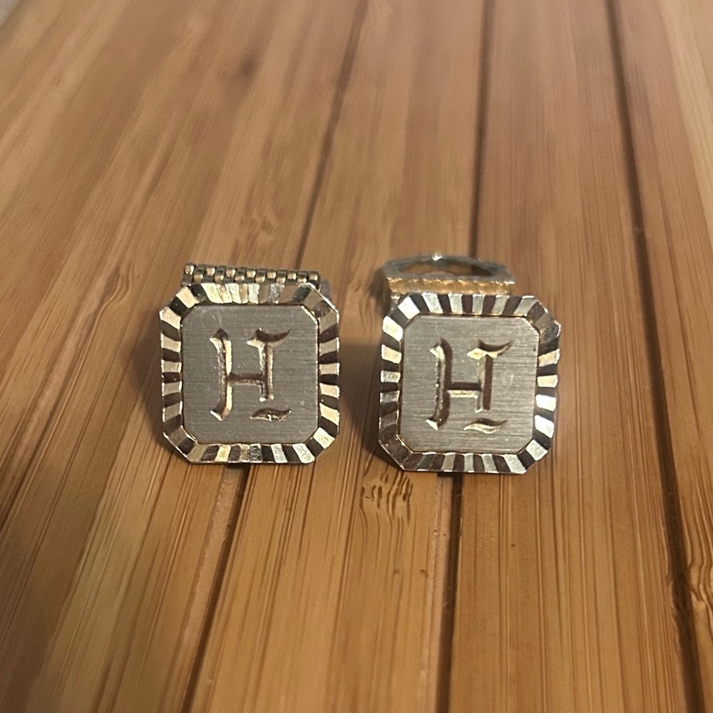 Monogram 'H' Silver Tone Cufflinks - Classic Men’s Accessory